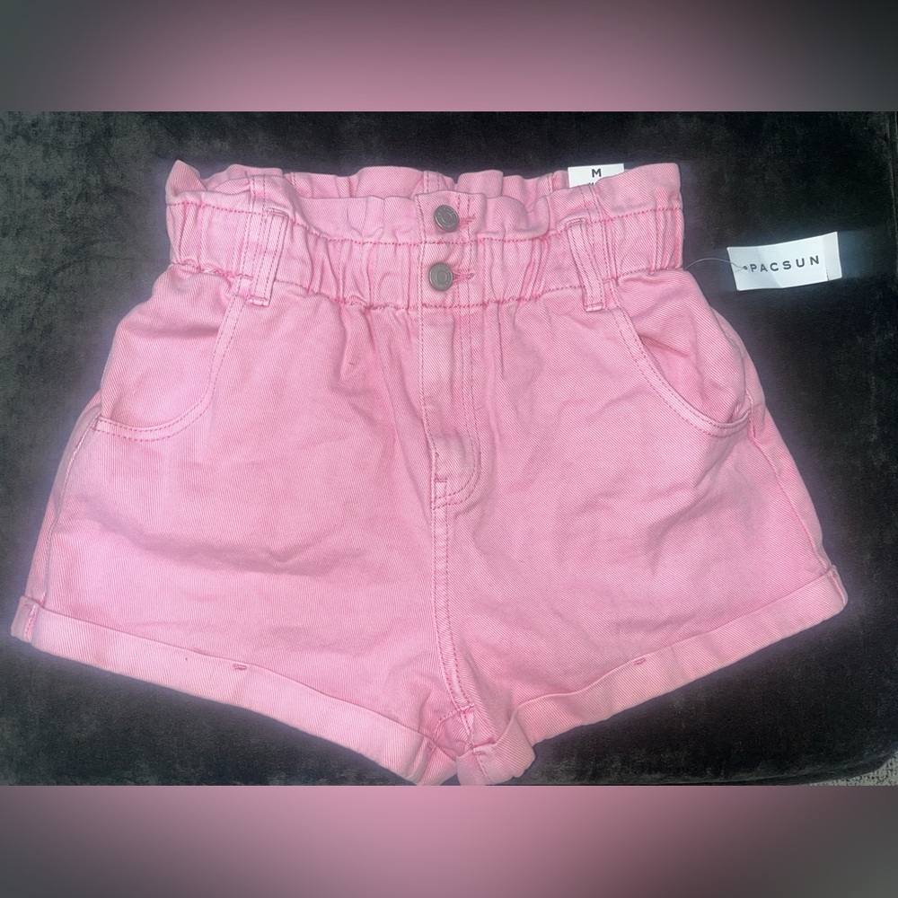 Pacsun Medium PaperBag Highwaisted Pink Denim Shorts